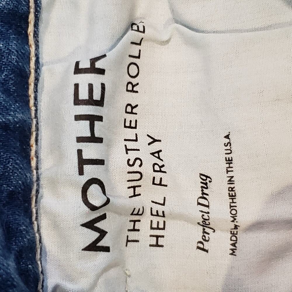 Mother Jeans The Hustler Roller Heel Fray 25/26 Perfect Blue Wide Leg High Rise - Picture 14 of 15